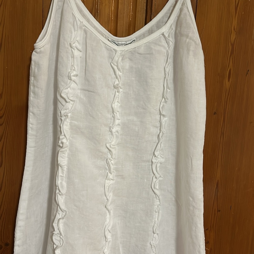 Hard Tail Forever Ruffle Front 100% Linen Dress - Picture 2 of 7
